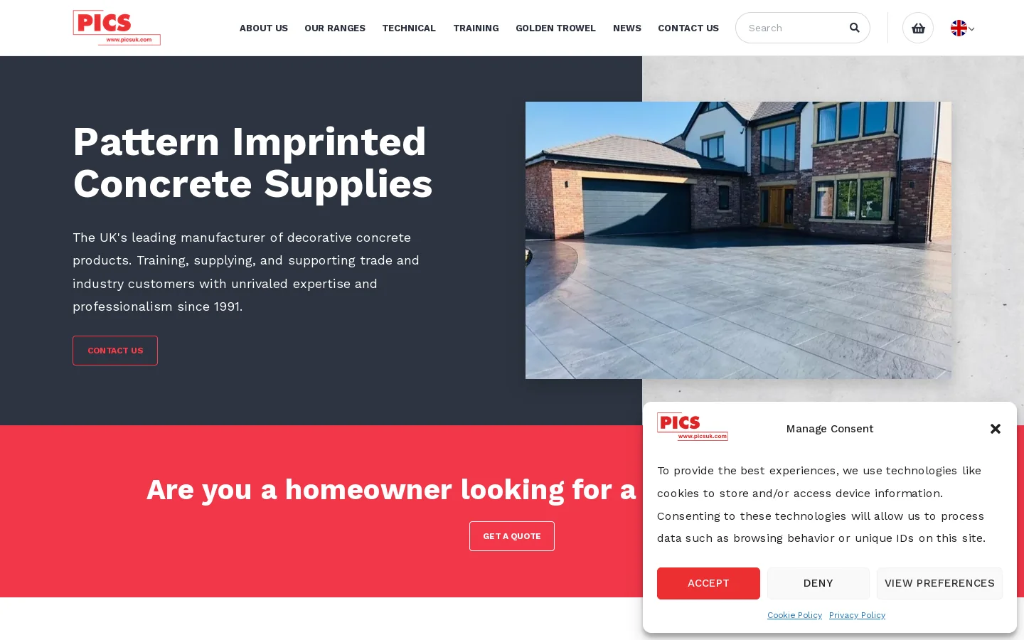PICS | Pattern Imprinted Concrete Supplies & Training Homepage screenshot