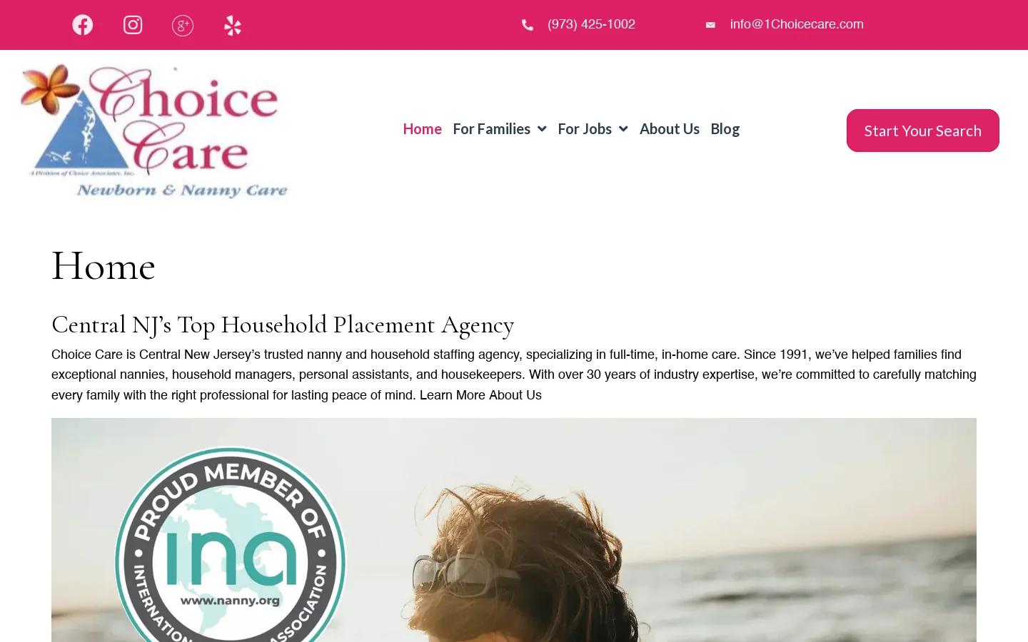 Newborn & Nanny Care Agency in New Jersey Choice Care Homepage screenshot