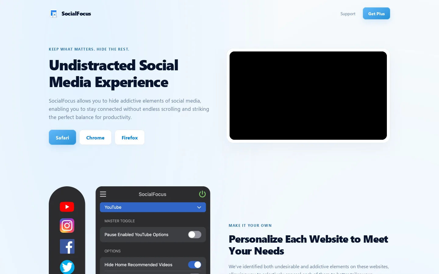 SocialFocus Homepage screenshot