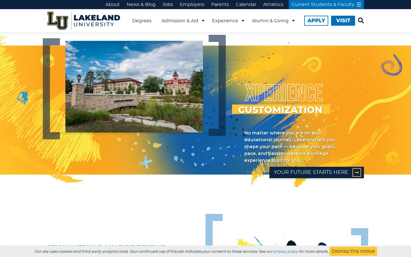 Lakeland University Homepage screenshot