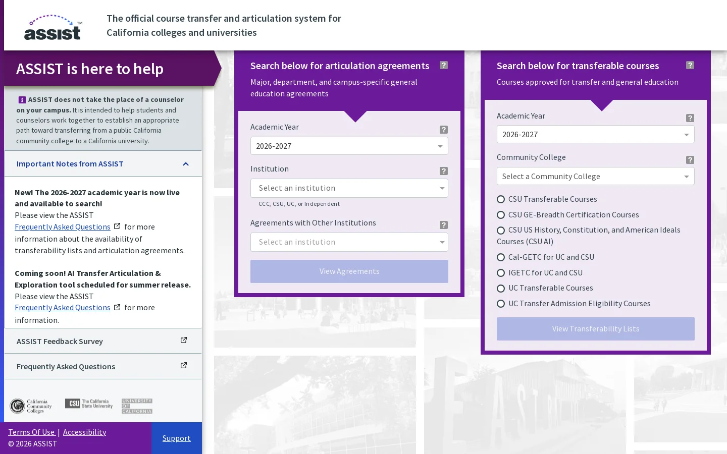 Welcome to ASSIST Homepage screenshot