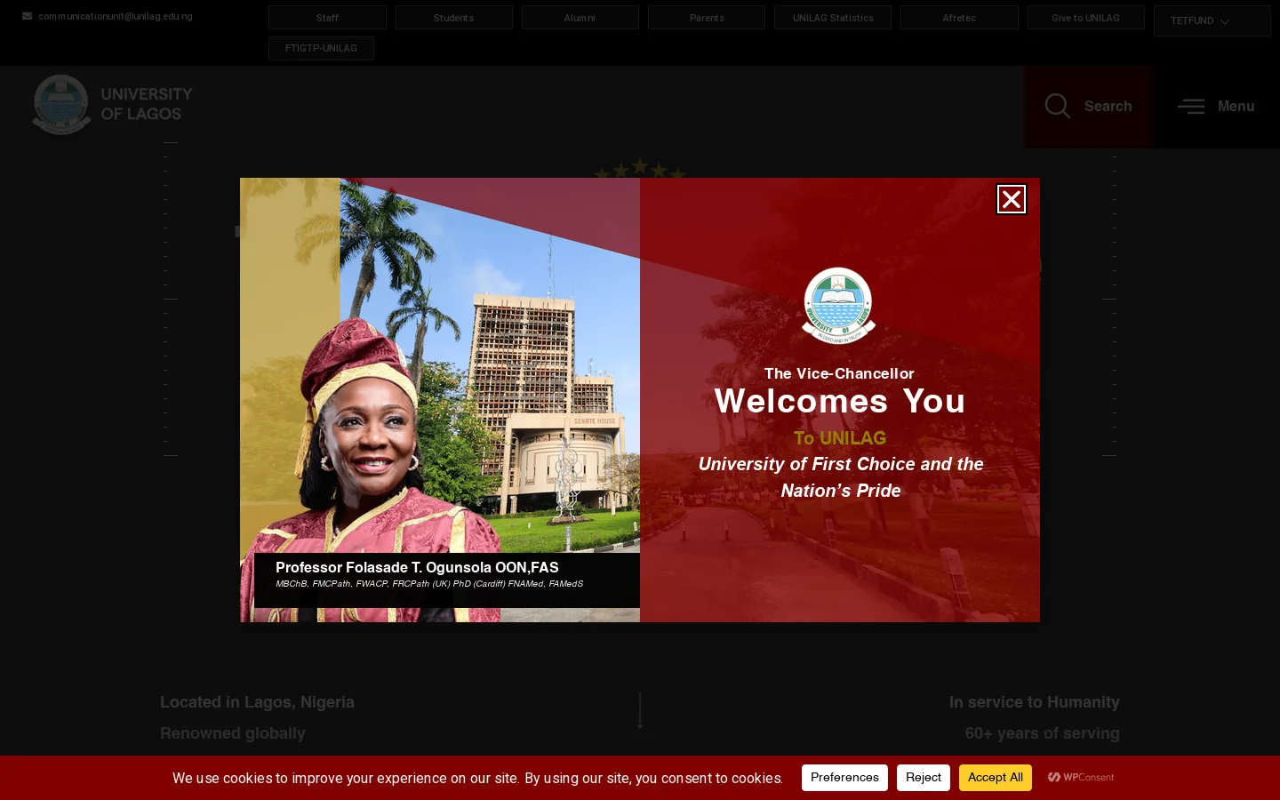 home - University Of Lagos Homepage screenshot