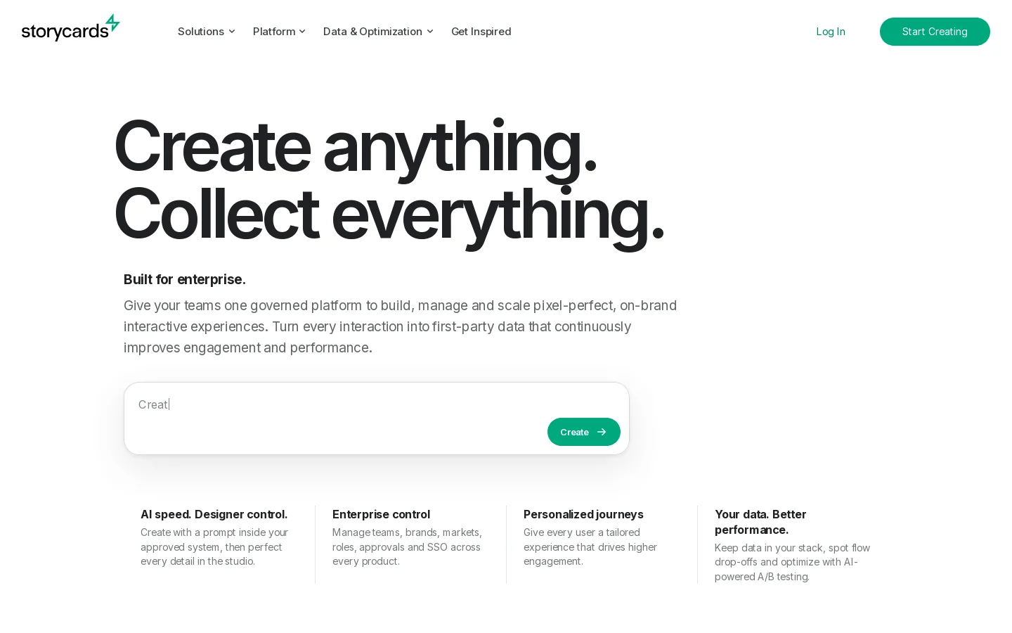 Storycards Homepage screenshot