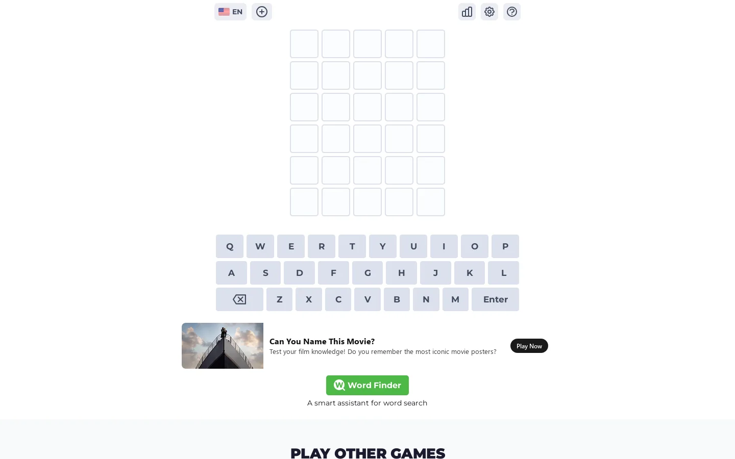 Wordle Game - Play Unlimited Homepage screenshot