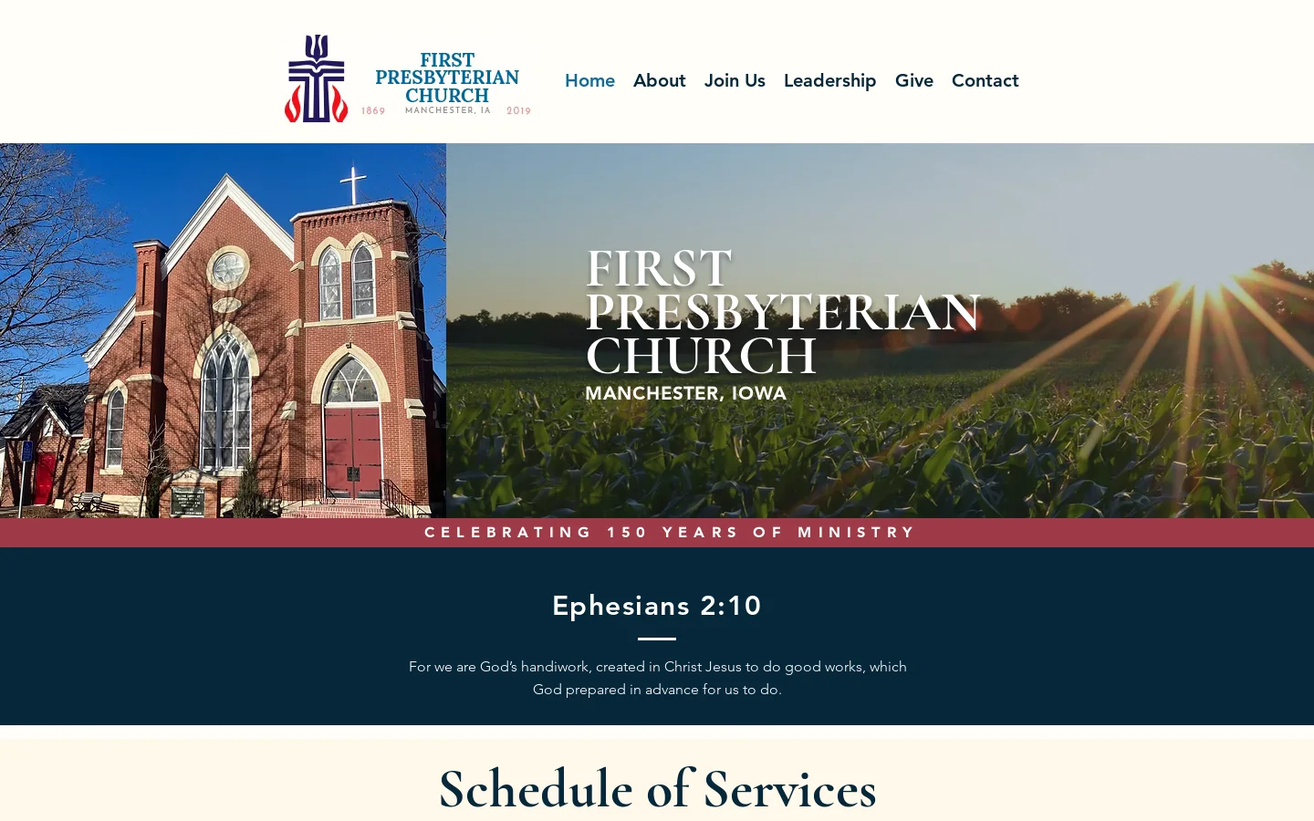 First Presbyterian Church Manchester Iowa Homepage screenshot