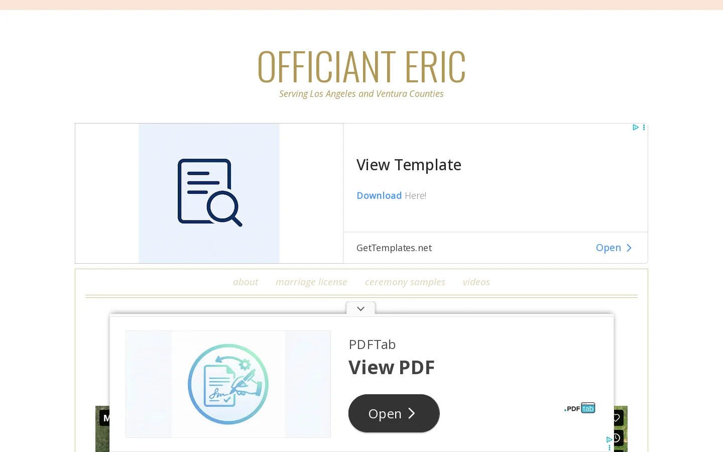 Officiant Eric Homepage screenshot