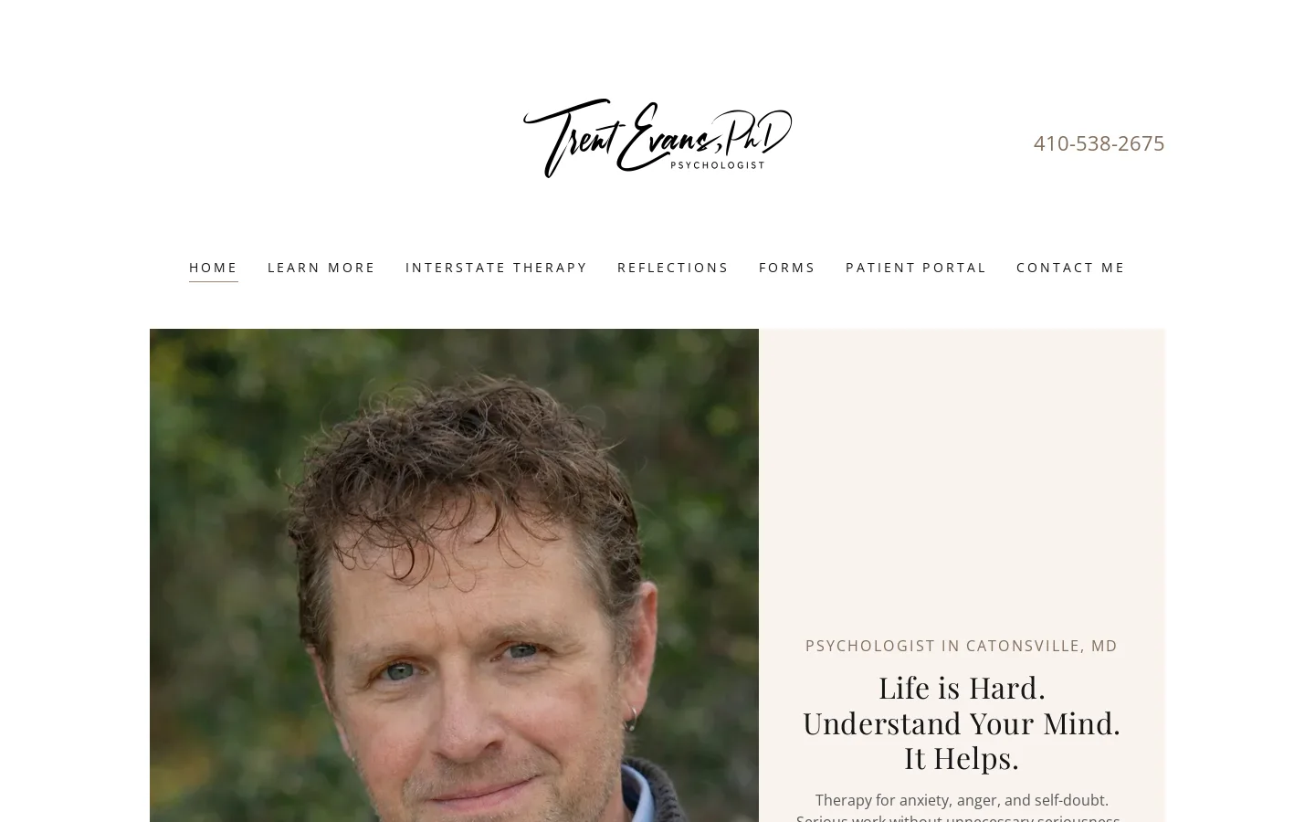 Trent Evans, Ph.D Homepage screenshot