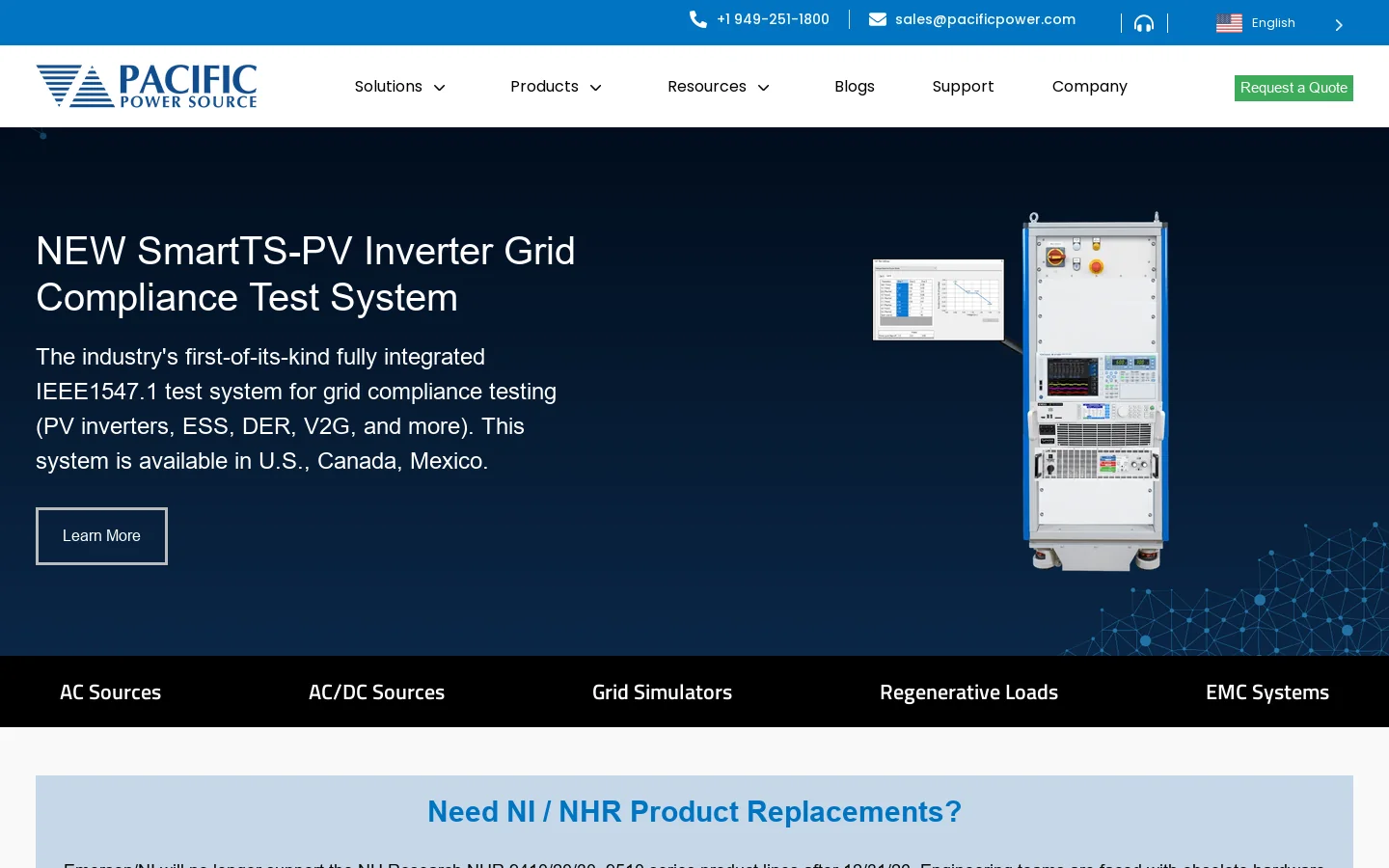 Pacific Power Source Homepage screenshot