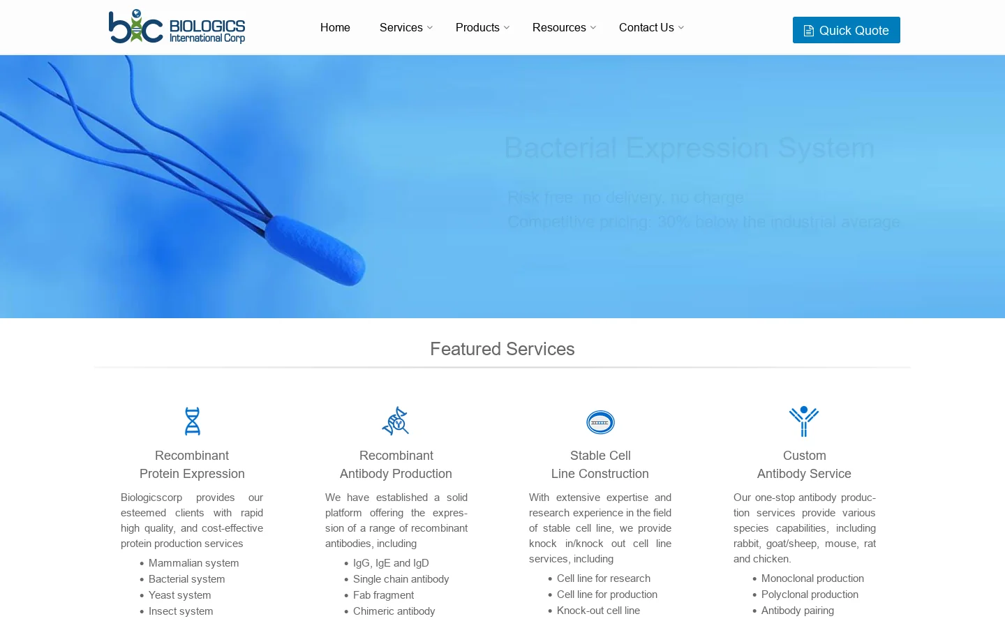 BiologicsCorp Homepage screenshot
