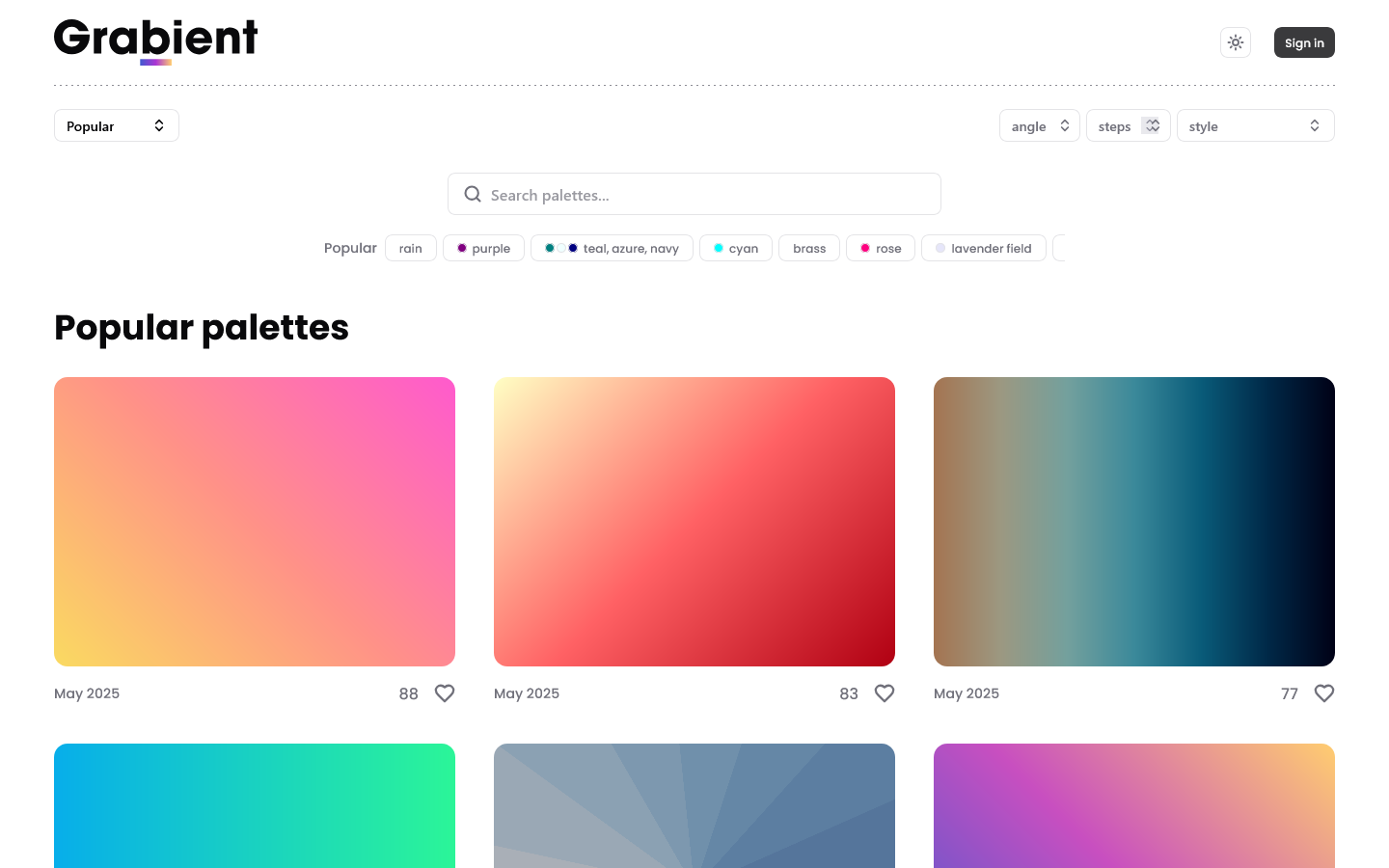 Grabient Homepage screenshot