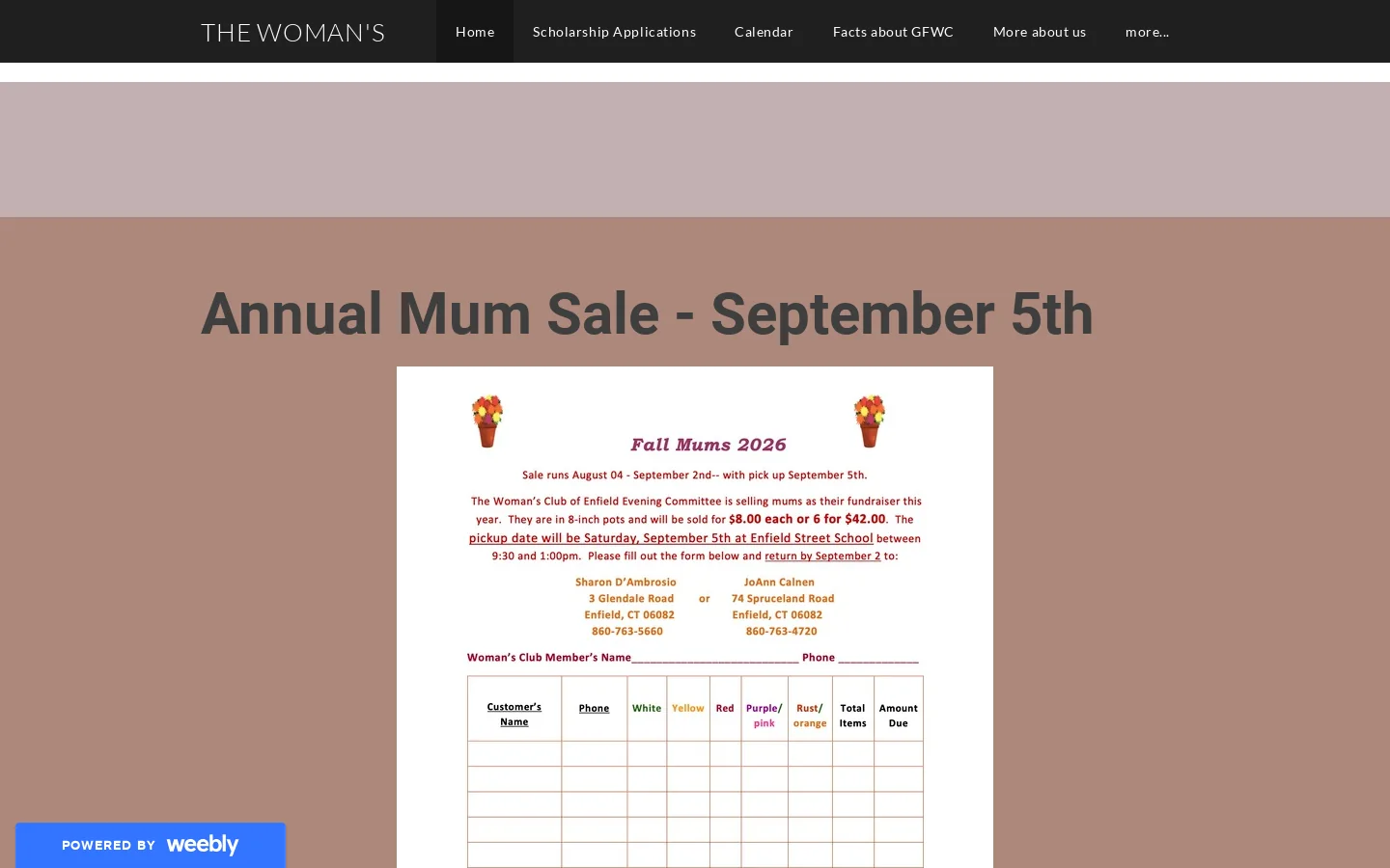 THE WOMAN'S CLUB OF ENFIELD - GFWC Woman's Club of Enfield, CT Homepage screenshot