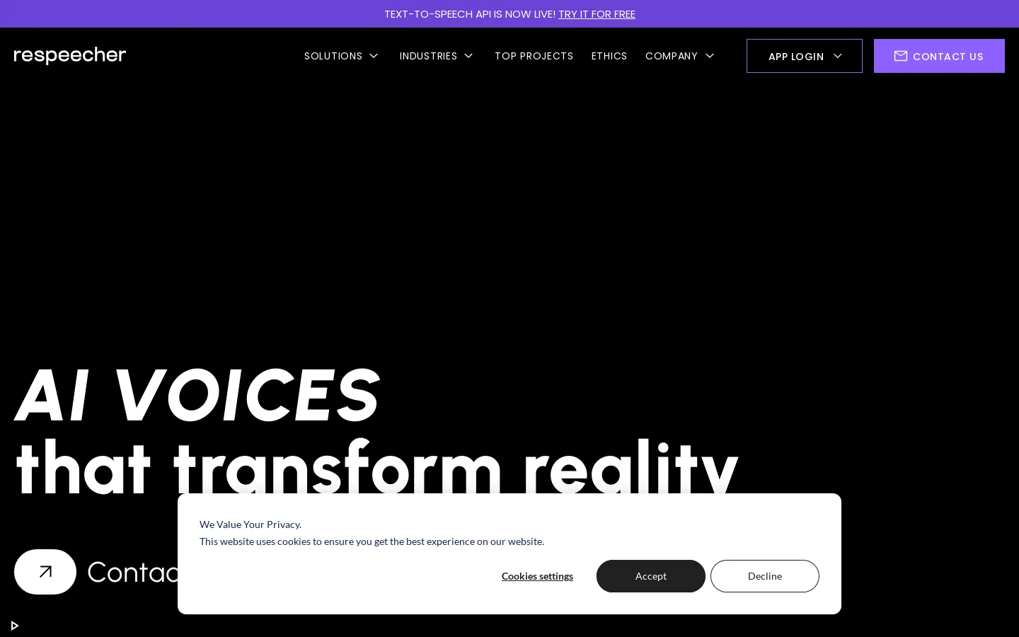 AI Voice Generator | Best Tool for Human-Like Speech Homepage screenshot