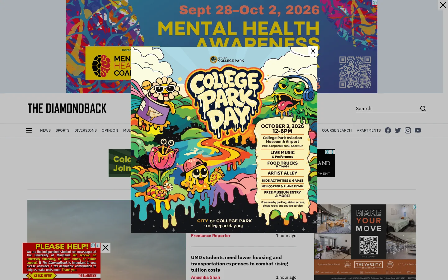 The Diamondback - The University of Maryland’s independent student newspaper Homepage screenshot