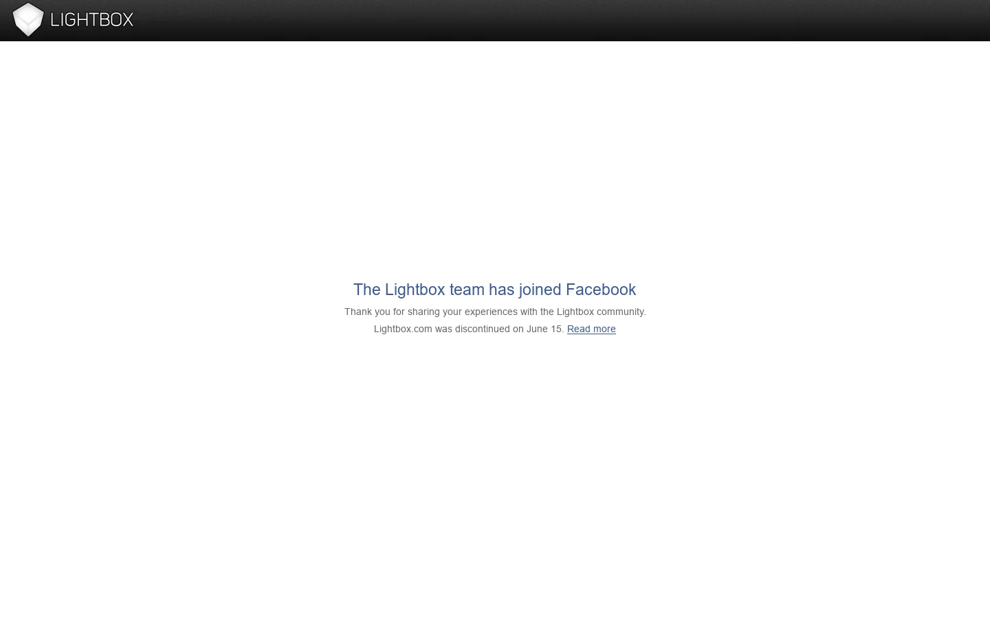 Lightbox has joined Facebook Homepage screenshot