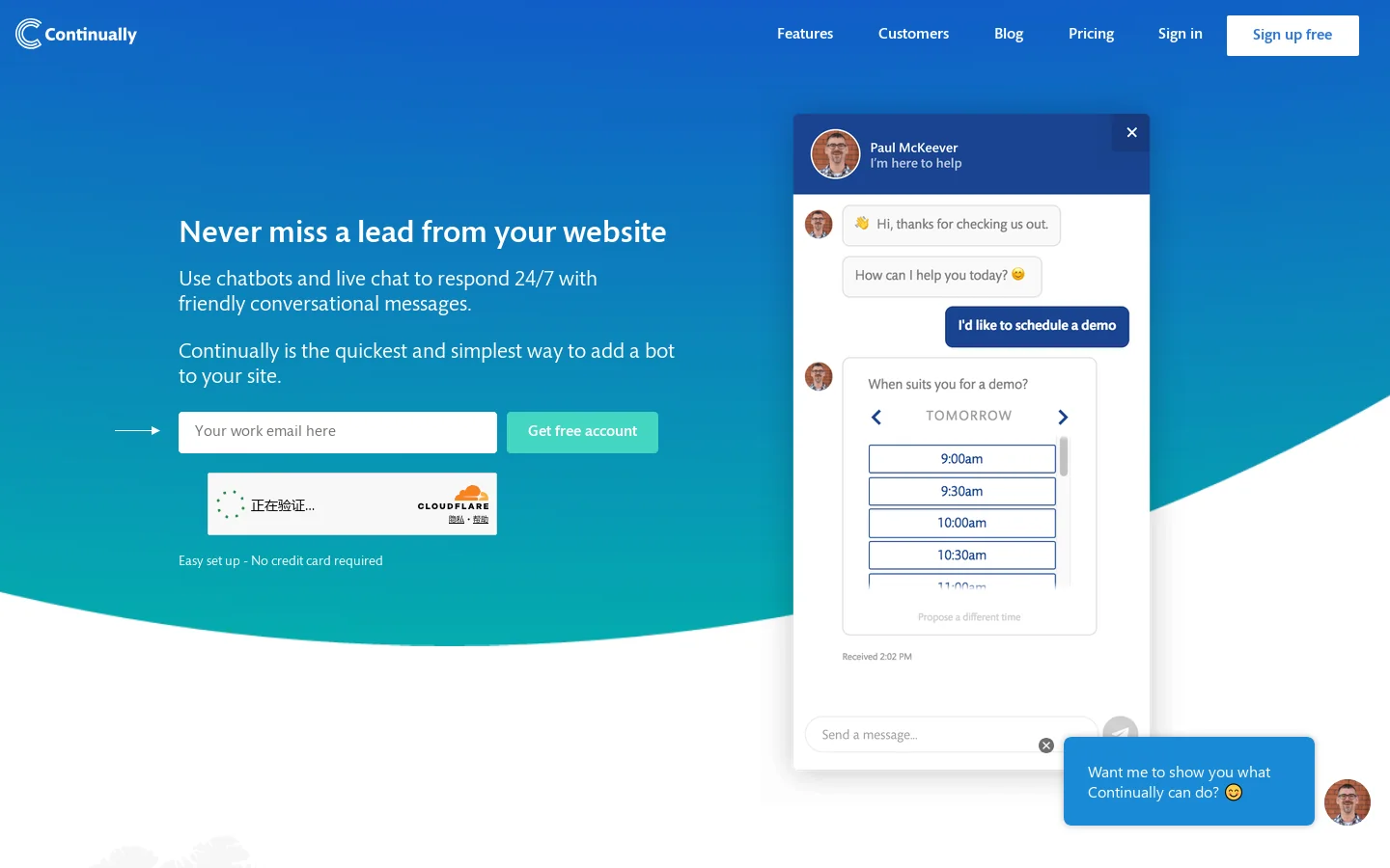 Continually Homepage screenshot