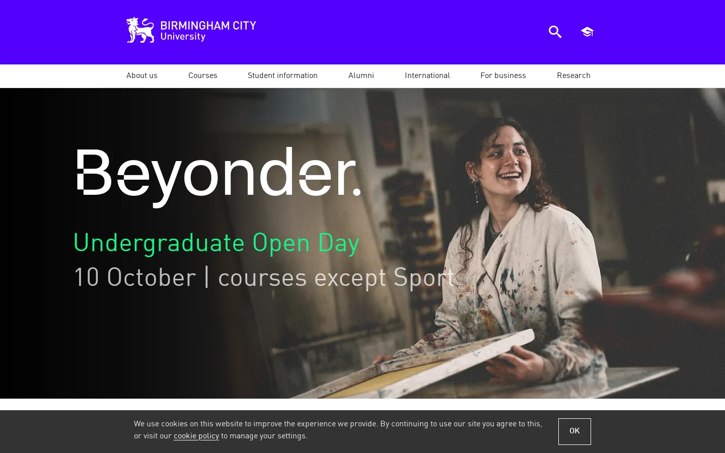 Birmingham City University Homepage screenshot