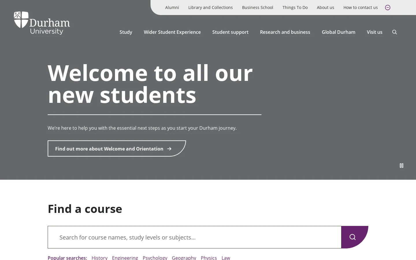 Durham University Homepage screenshot