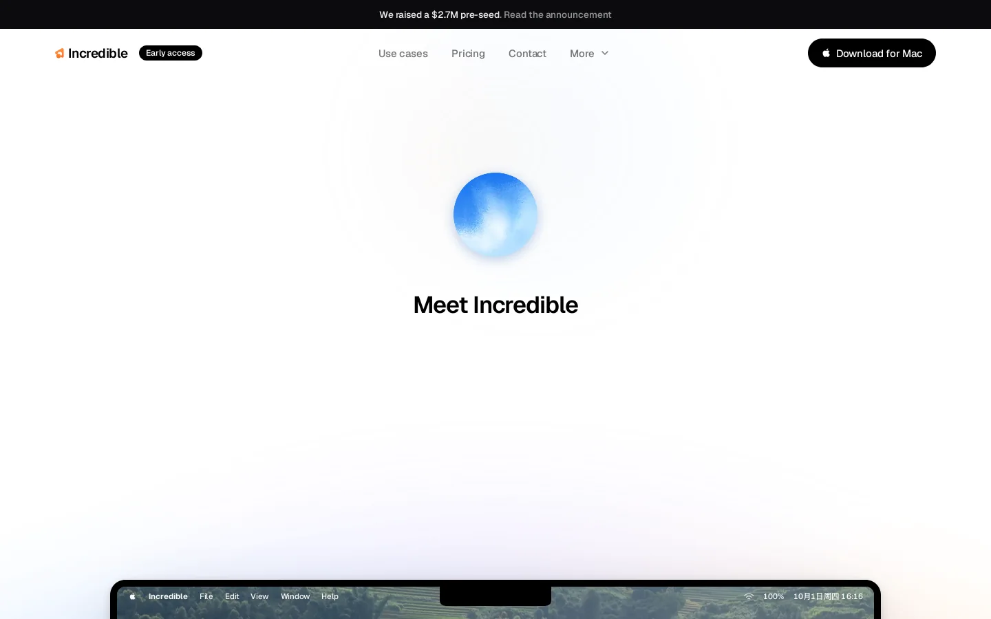 Incredible Homepage screenshot