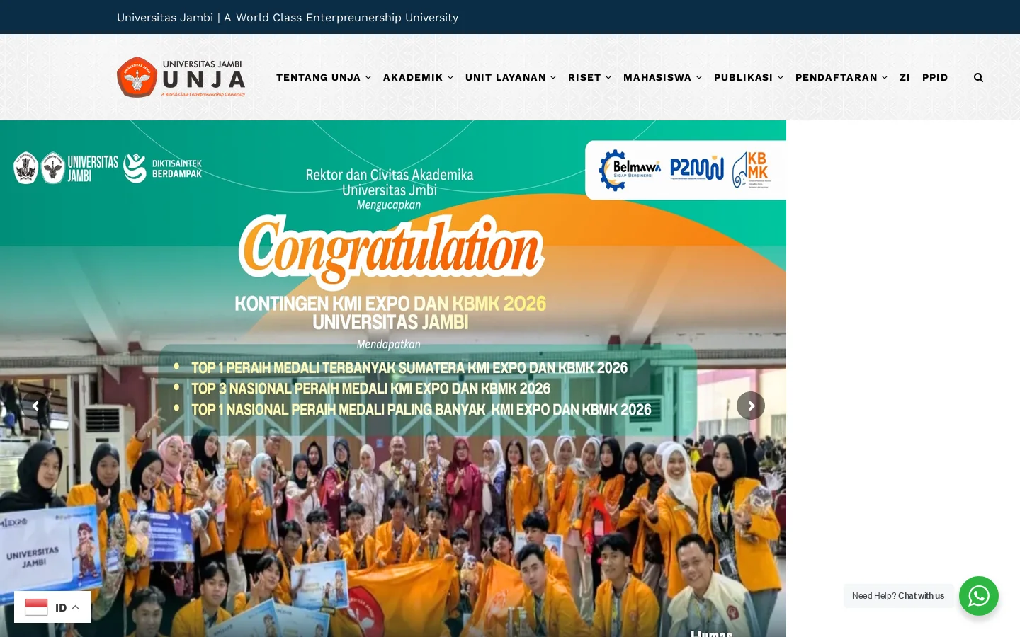 Universitas Jambi - A World Class Enterpreunership University Homepage screenshot