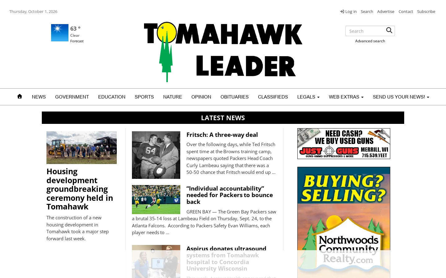 Tomahawk Leader Homepage screenshot