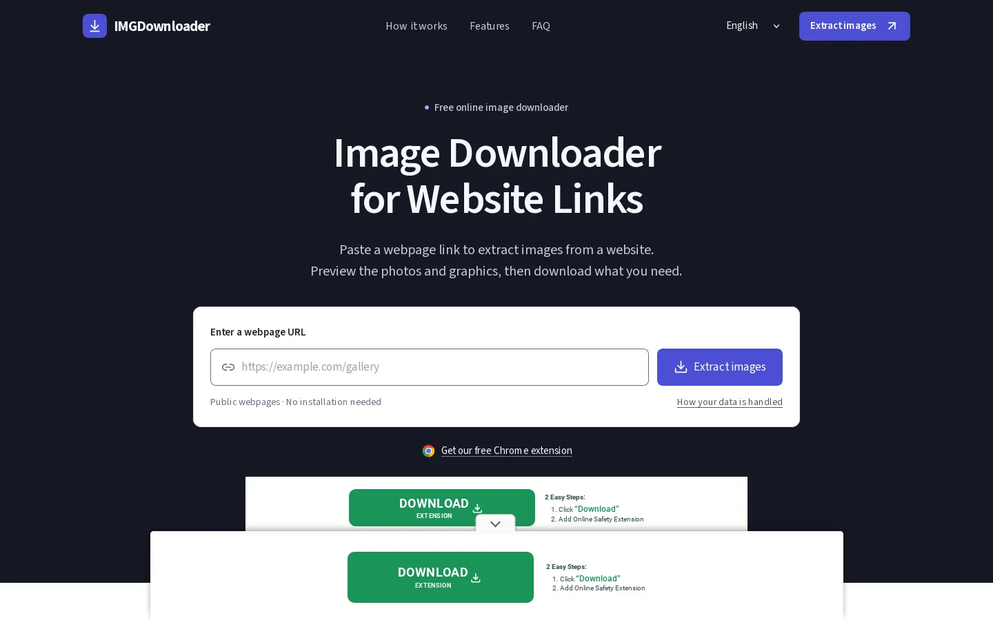 Image Downloader | Extract & Download Images from Websites Homepage screenshot