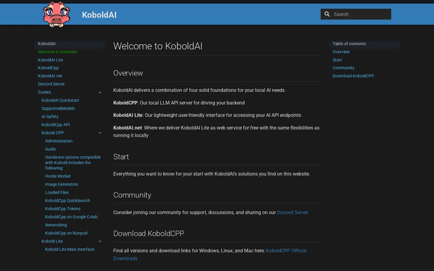 KoboldAI Homepage screenshot