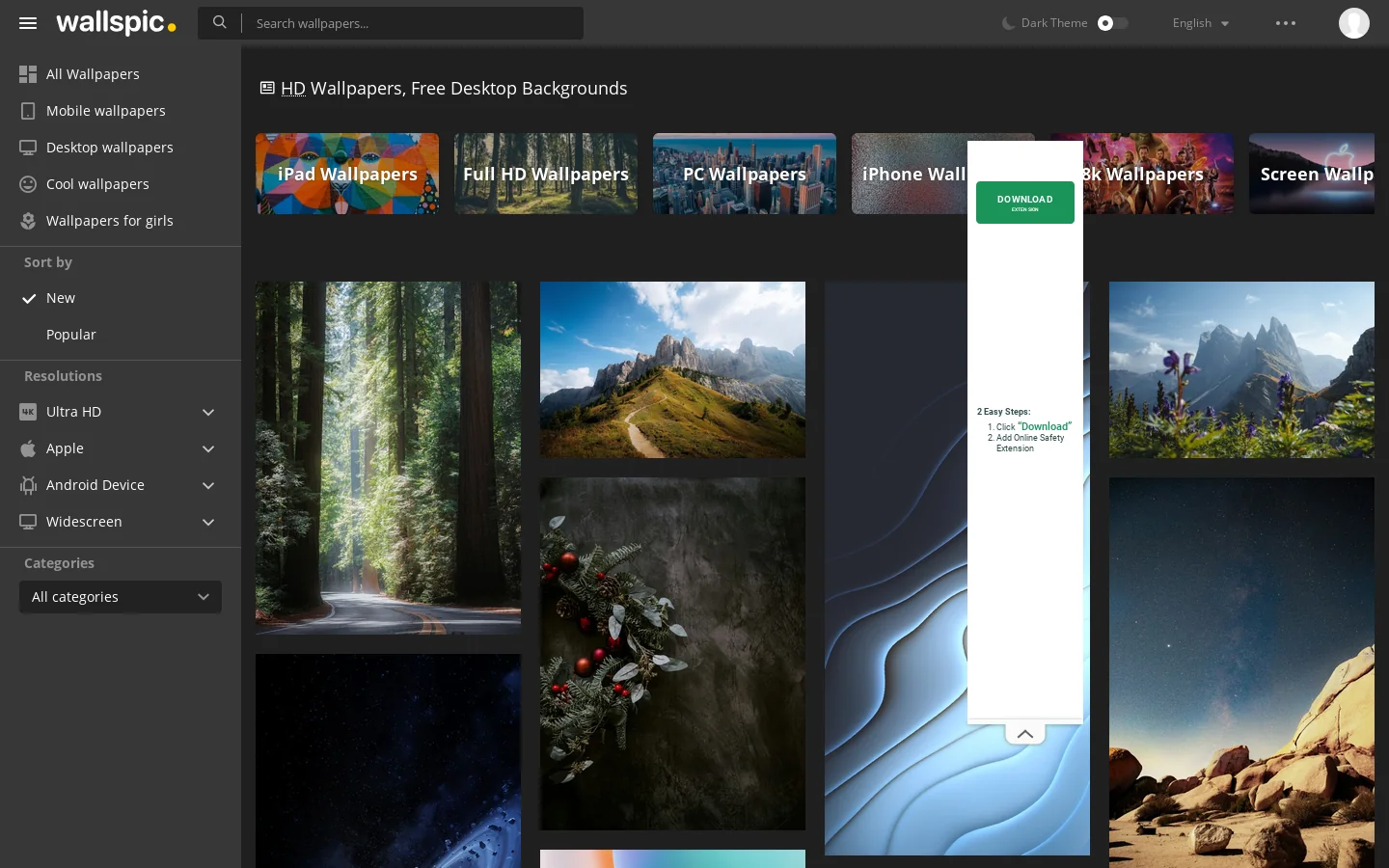 Wallspic Homepage screenshot