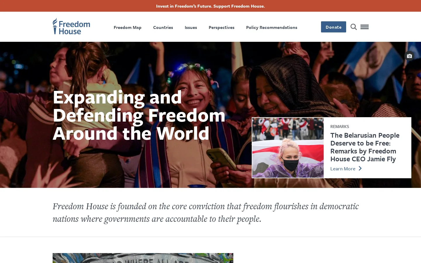 Freedom House Homepage screenshot