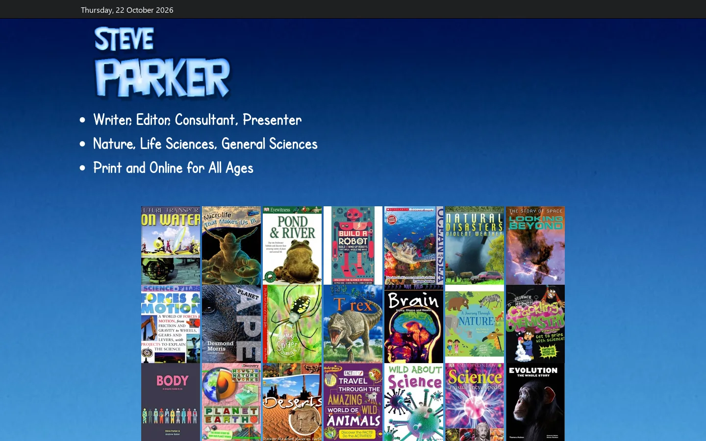 Steve Parker Homepage screenshot