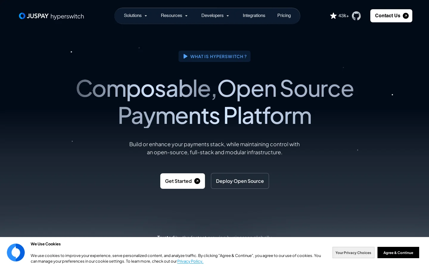 Open Source Payment Orchestrator | Juspay Hyperswitch Homepage screenshot