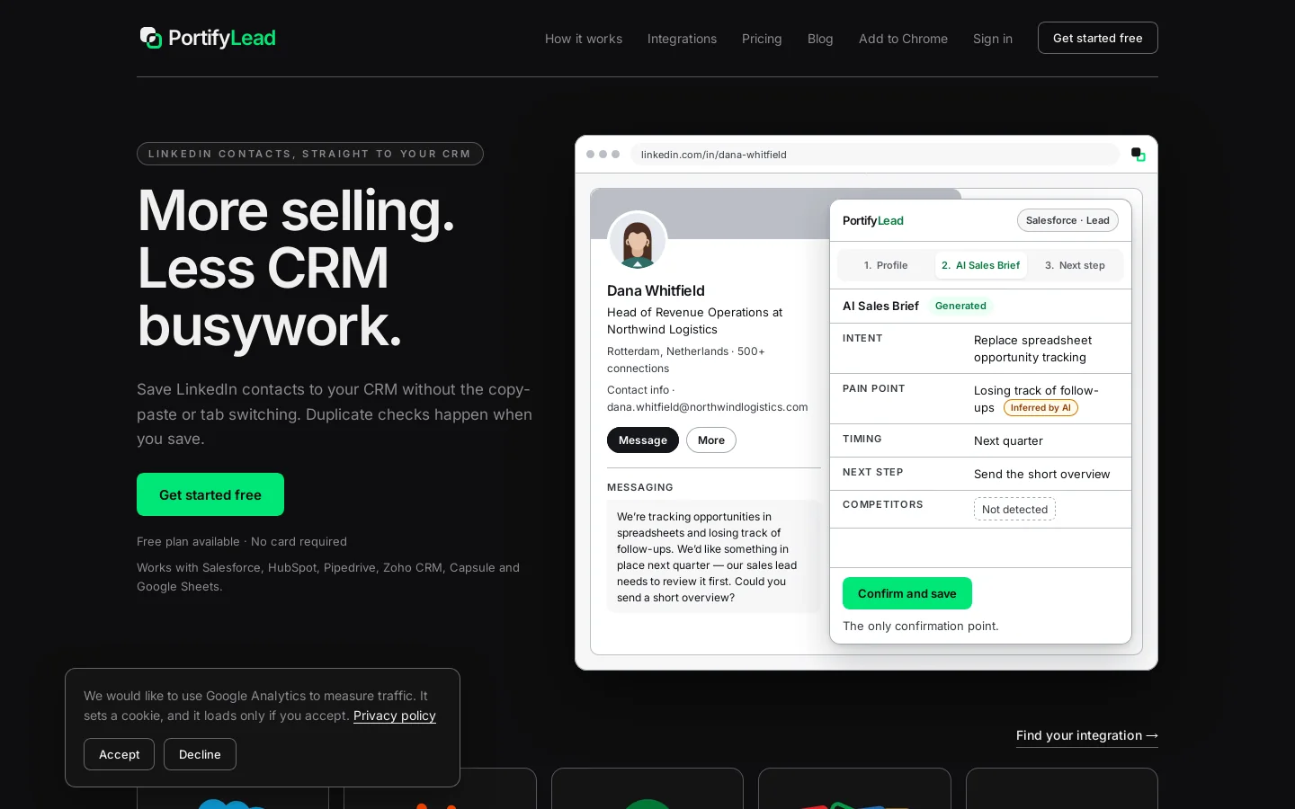 PortifyLead Homepage screenshot