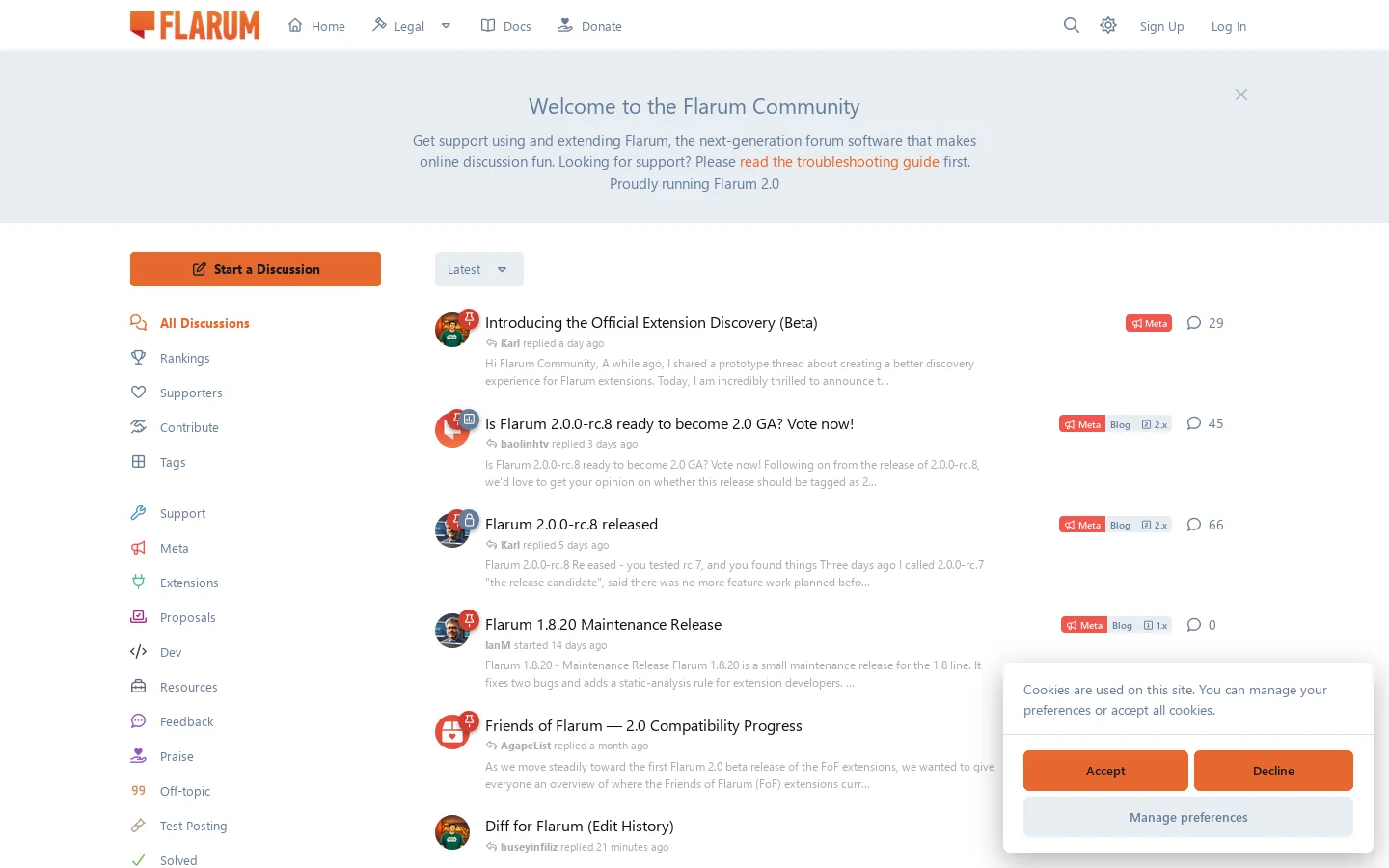 Flarum Community Homepage screenshot
