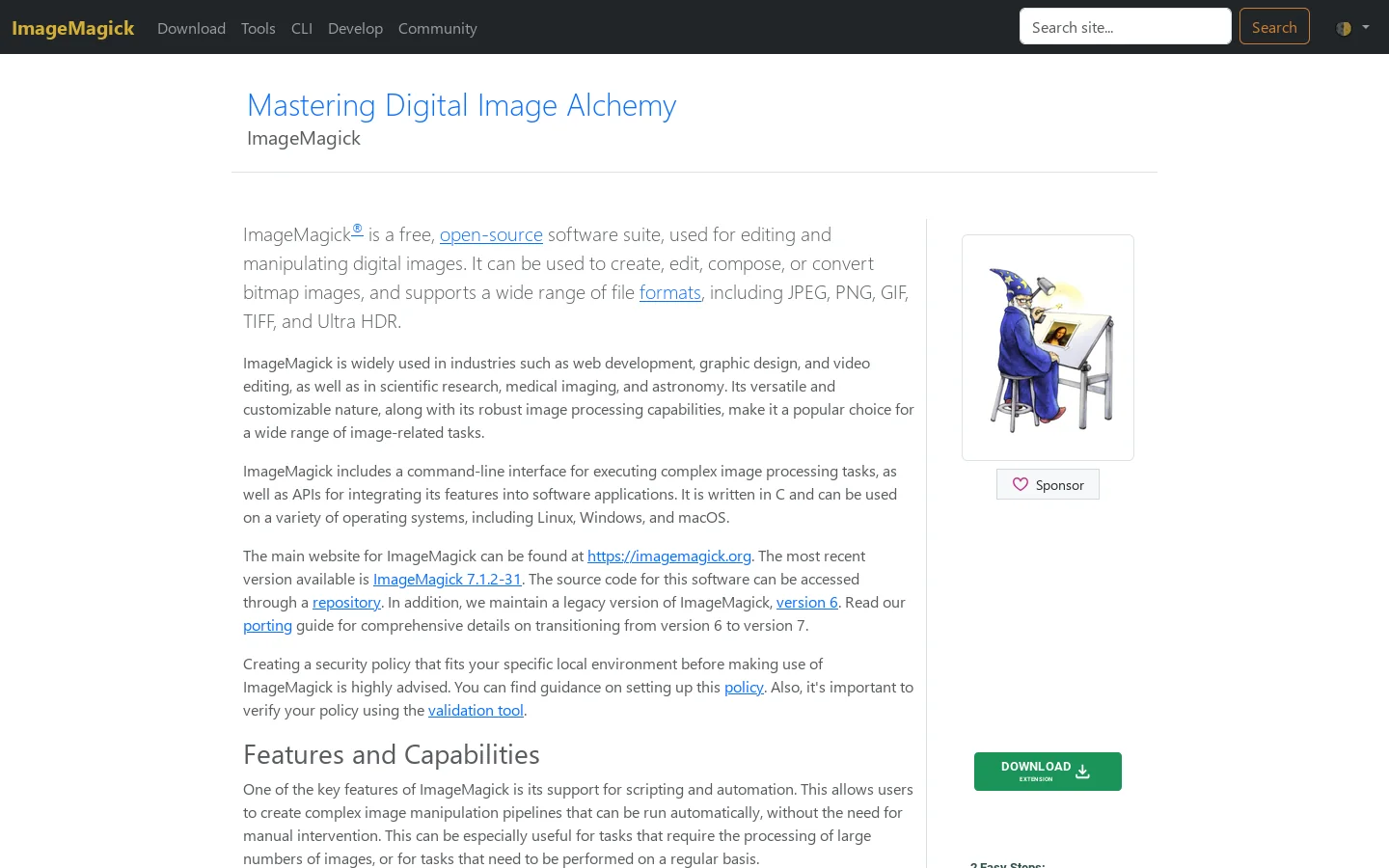 ImageMagick Homepage screenshot