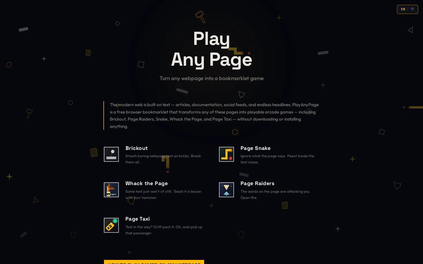 PlayAnyPage Homepage screenshot