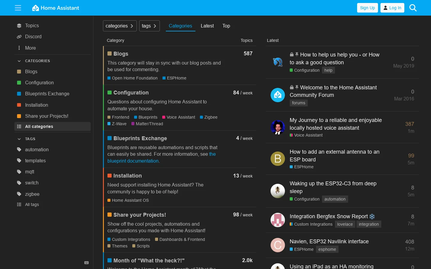 Home Assistant Community Homepage screenshot