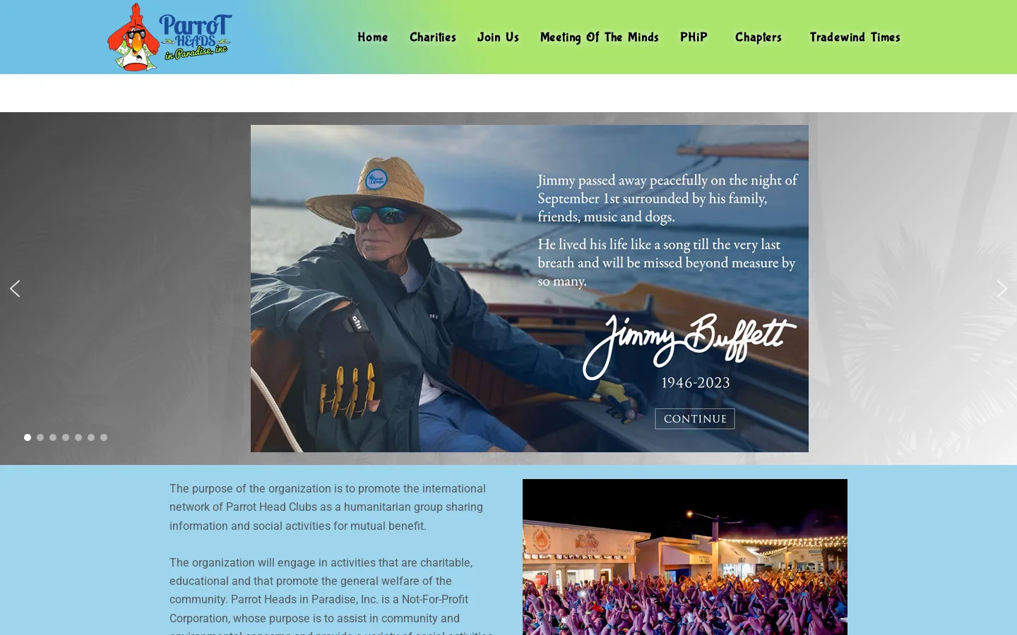 - Parrot Heads In Paradise Homepage screenshot