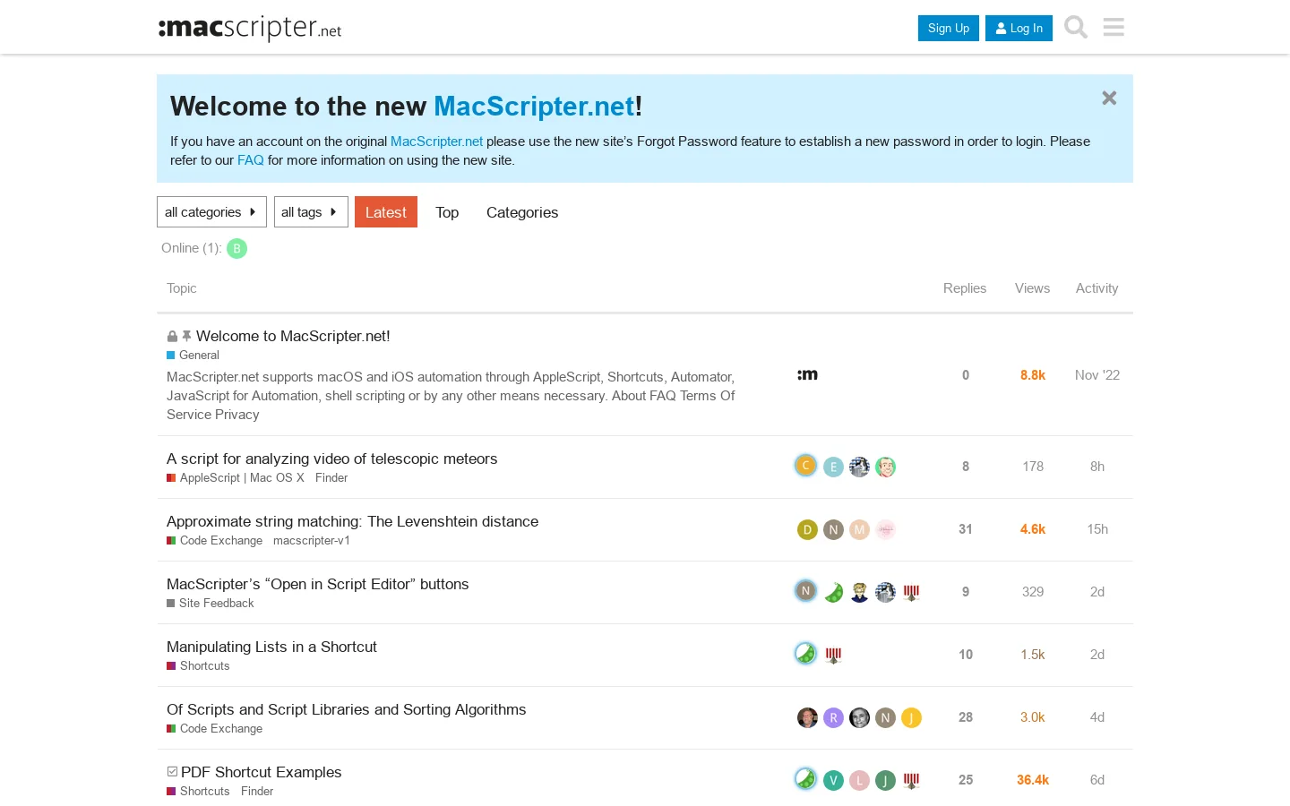 MacScripter Homepage screenshot