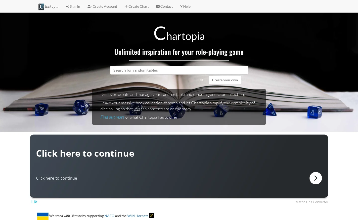 Chartopia Homepage screenshot