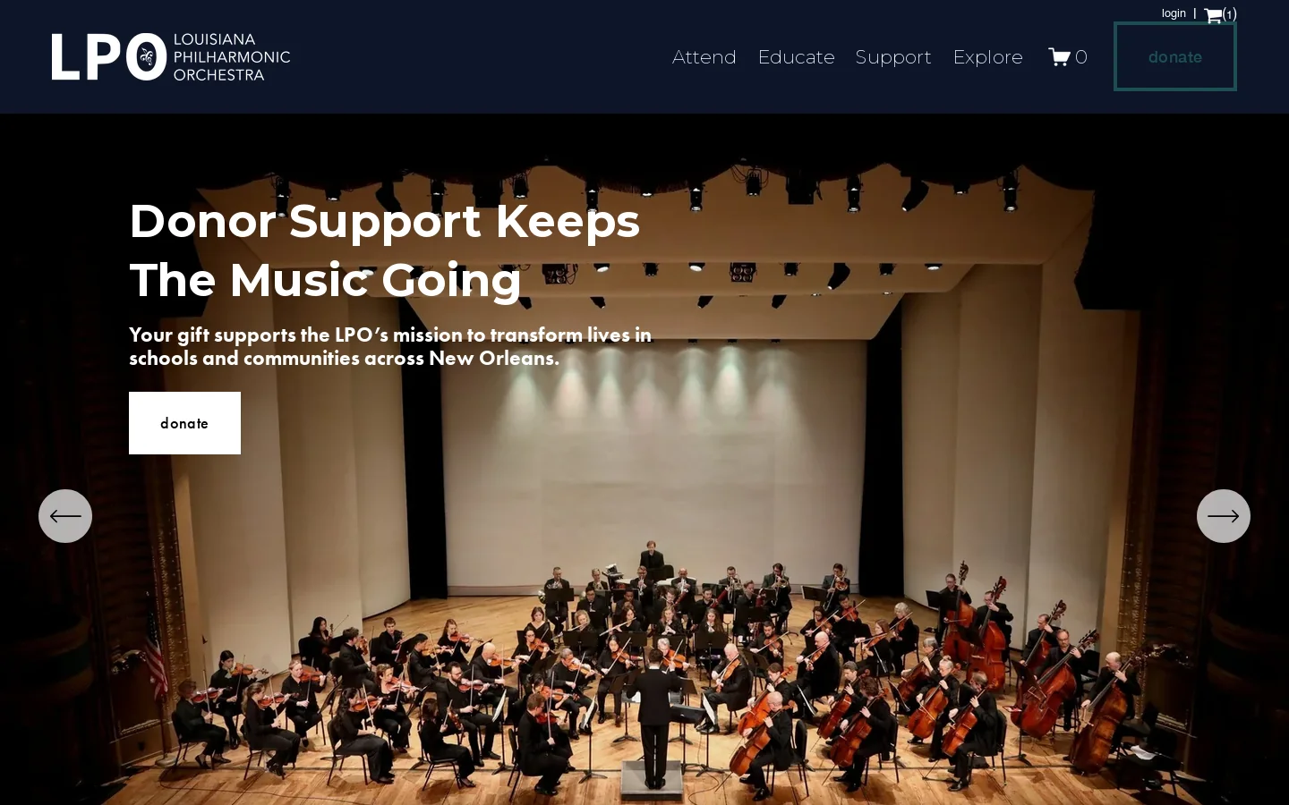 Louisiana Philharmonic Orchestra Classical Concerts | Official website Homepage screenshot
