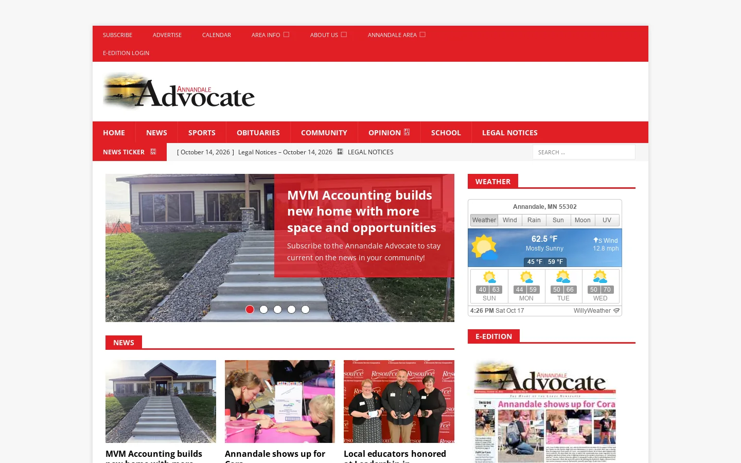 Annandale Advocate Homepage screenshot