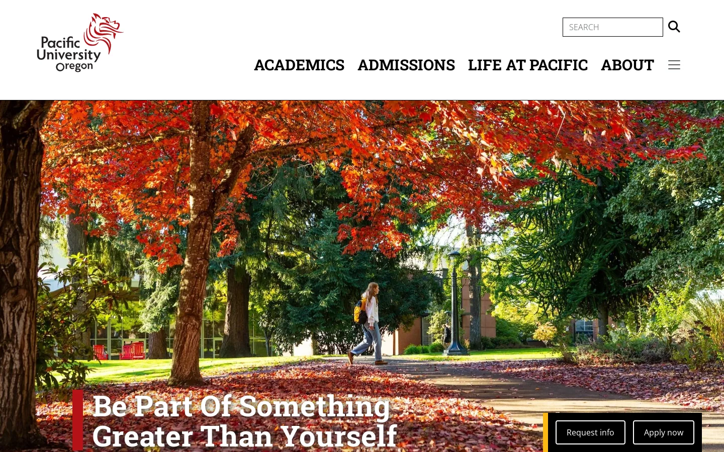 Pacific University Homepage screenshot