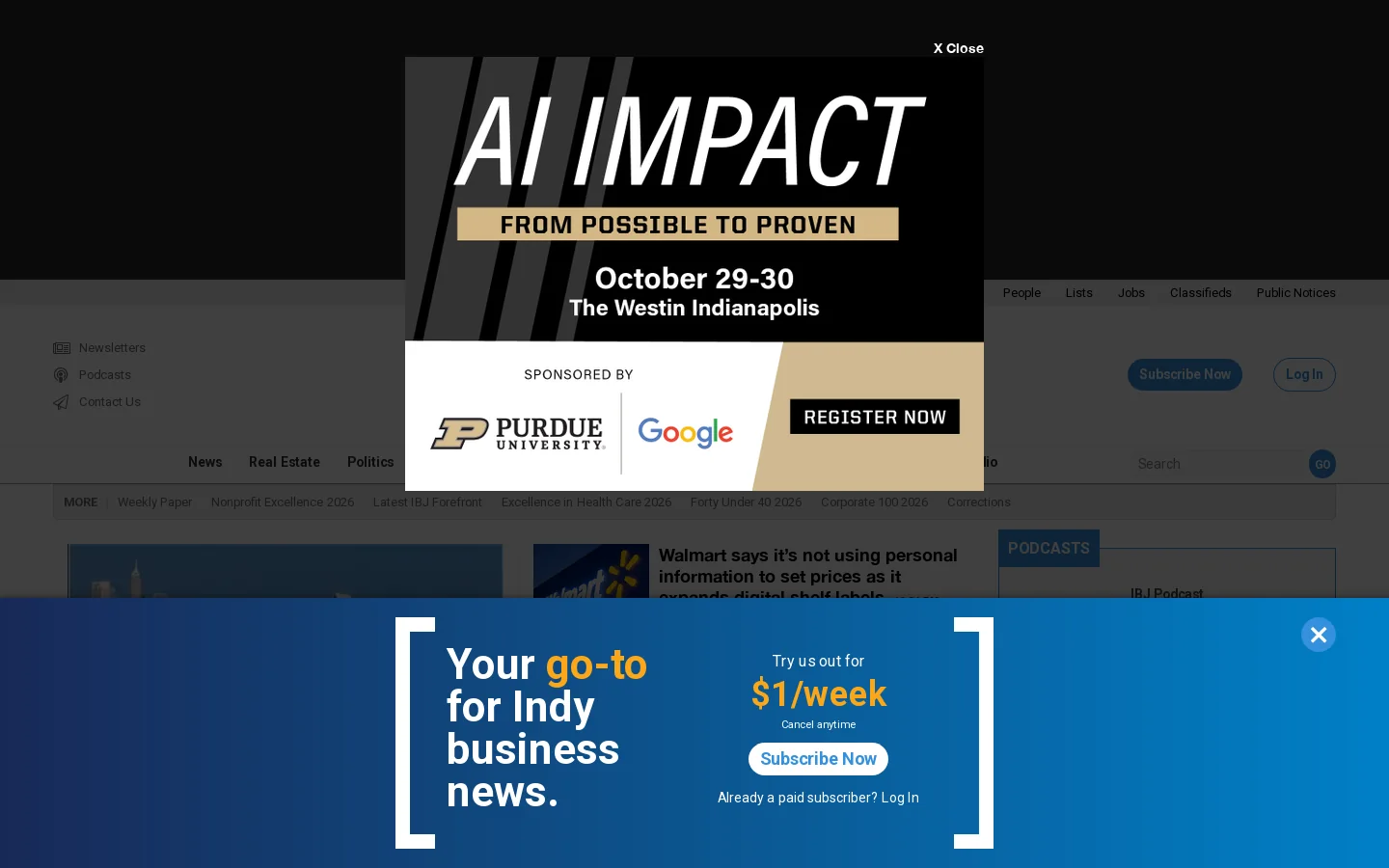 Indianapolis Business Journal – Indianapolis Business News Homepage screenshot