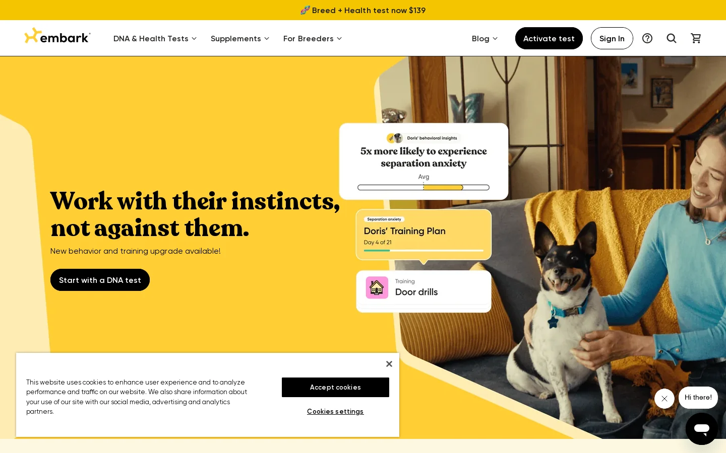 Embark Vet Homepage screenshot