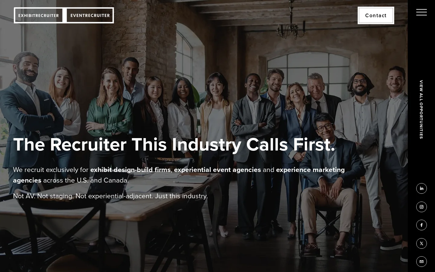 ExhibitRecruiter Homepage screenshot