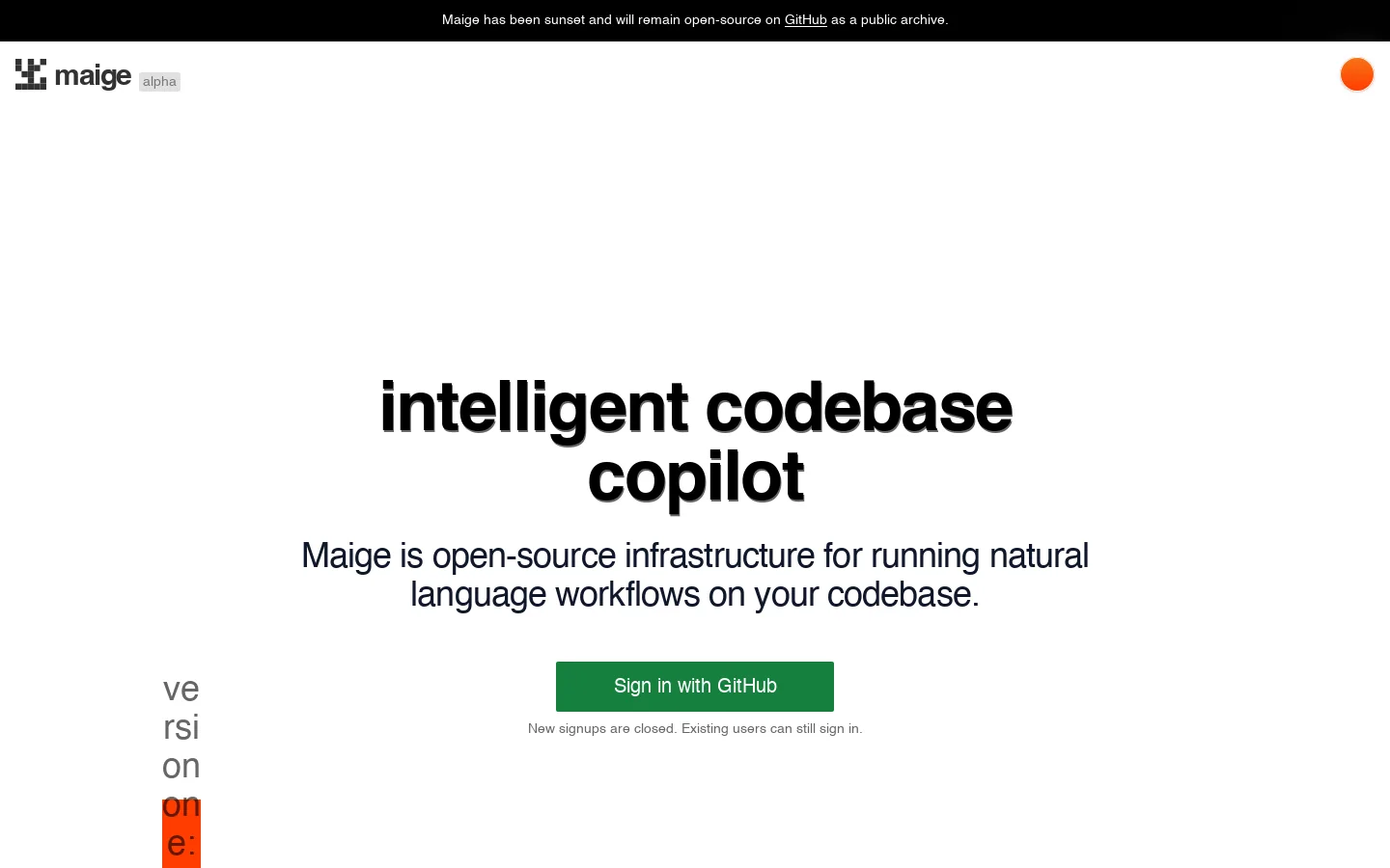 Maige Homepage screenshot