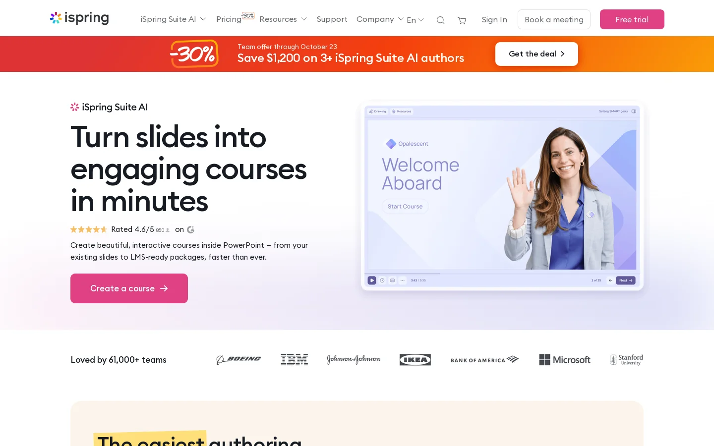 Create Interactive, SCORM‑Ready Courses in PowerPoint – iSpring Suite Homepage screenshot