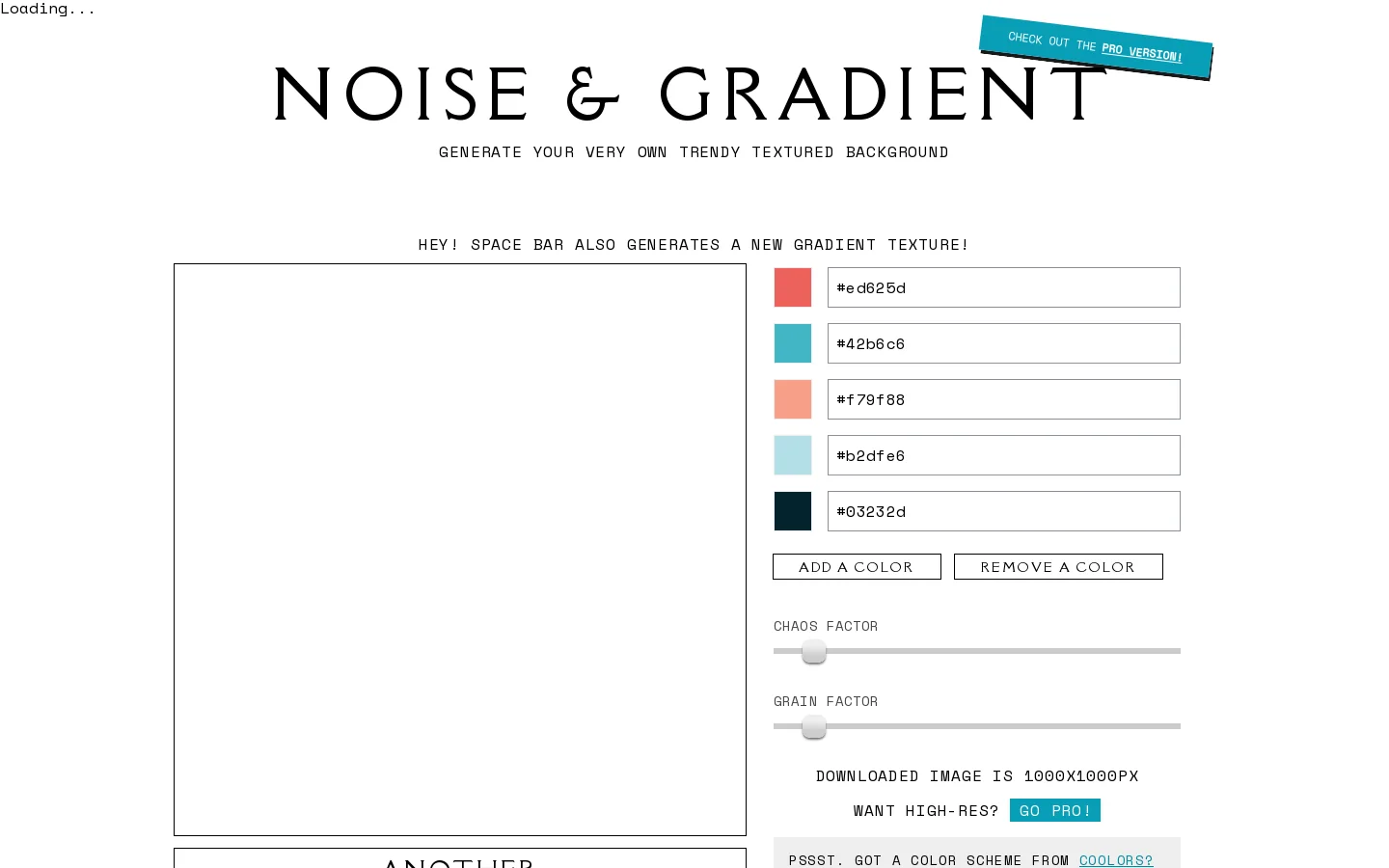 Noise & Gradient Homepage screenshot