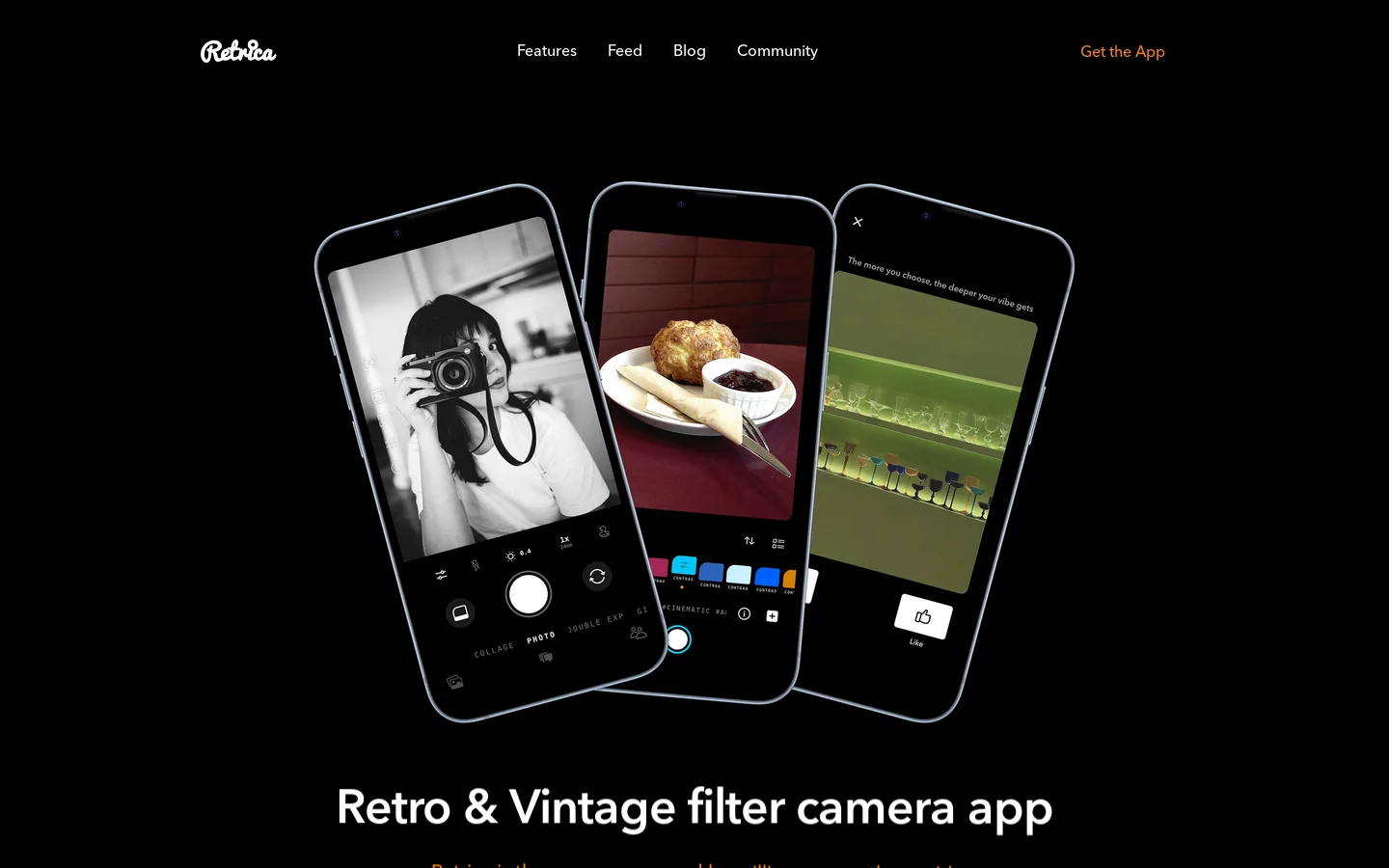 Retrica Homepage screenshot