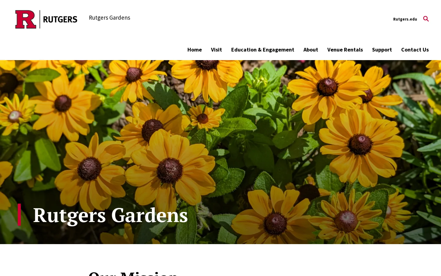 Rutgers Gardens Homepage screenshot