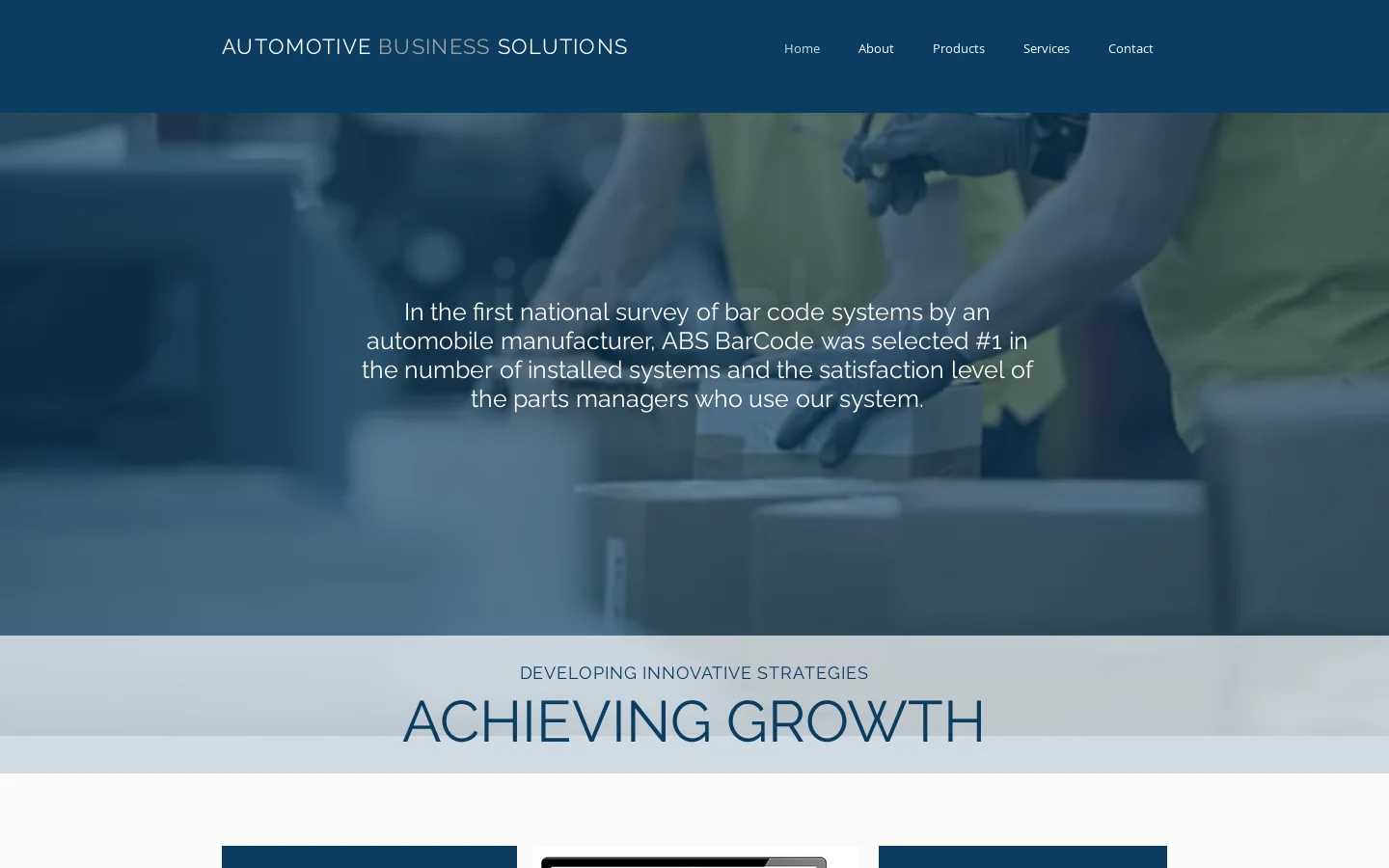 Auto Parts Barcoding | Automotive Business Solutions Homepage screenshot